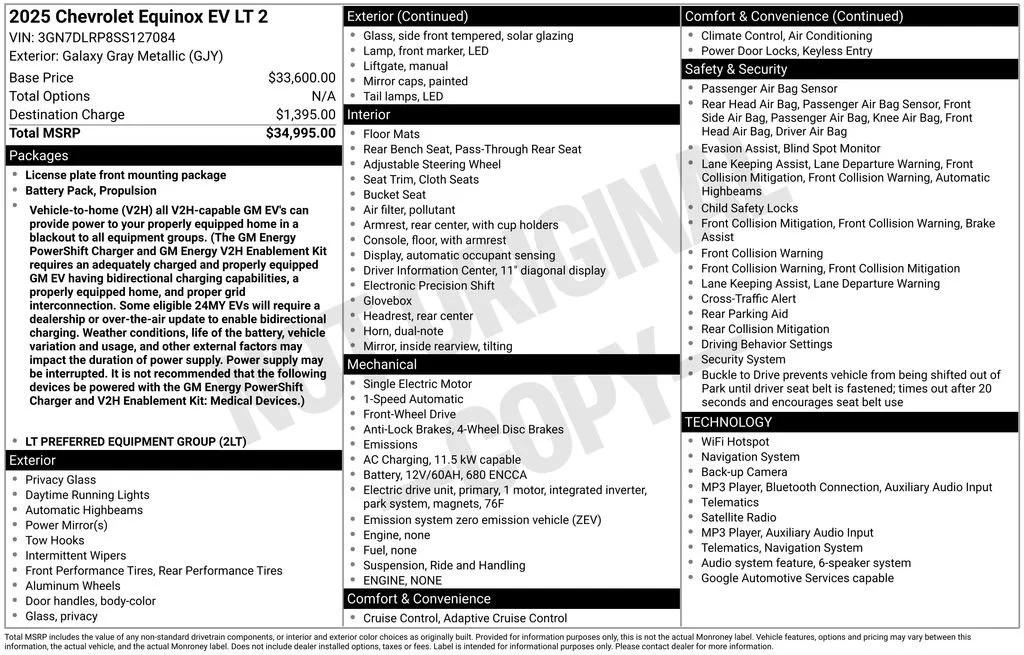 chevrolet equinox ev 2025 3GN7DLRP8SS127084 image chevrolet equinox ev 2025 3GN7DLRP8SS127084 image